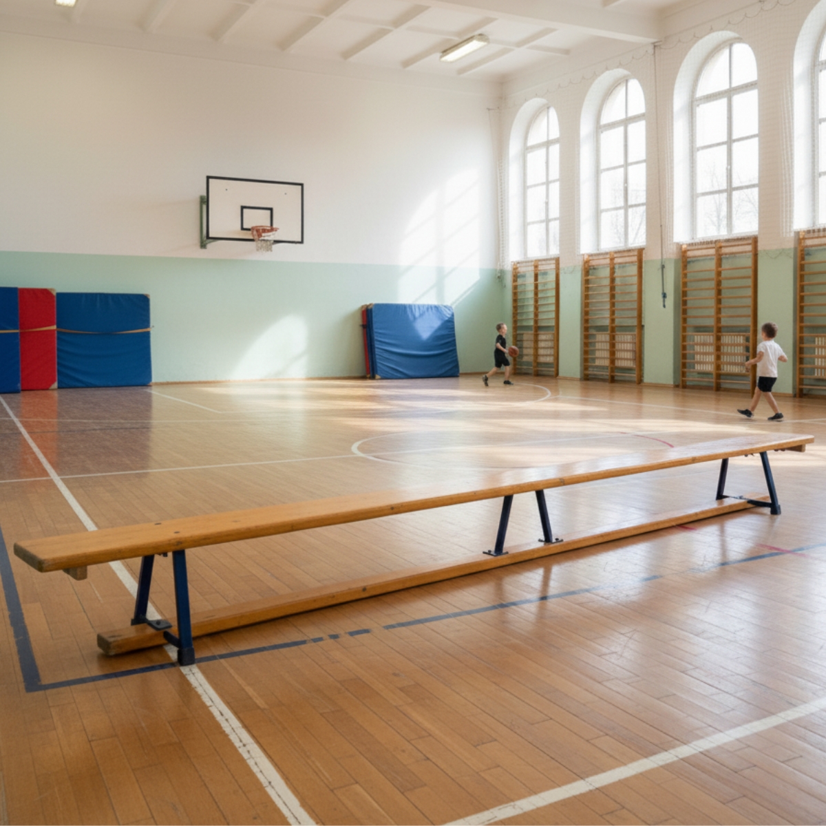 Banc suédois en bois 3m pour exercices de gymnastique Omada 3 Banc suédois en bois 3m pour exercices de gymnastique Omada – Image 3