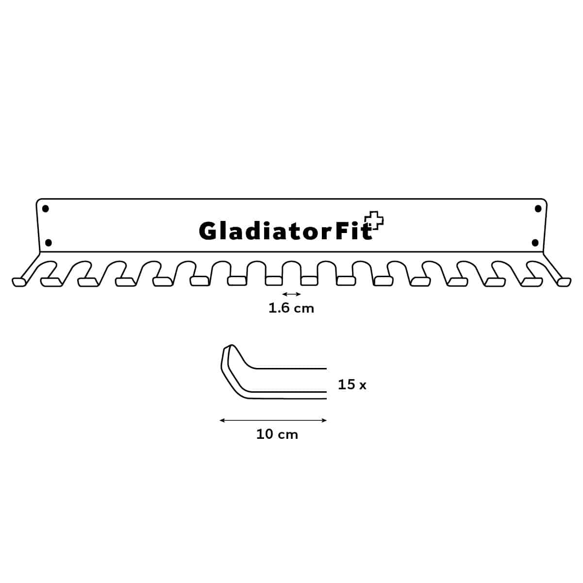 Rack de rangement mural en acier pour élastiques et cordes GladiatorFit 4 rangement corde a sauter 1.6cm