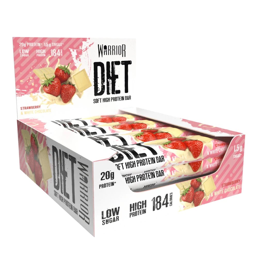 Eiwitreep Warrior Diet 12x55gr aardbei wit