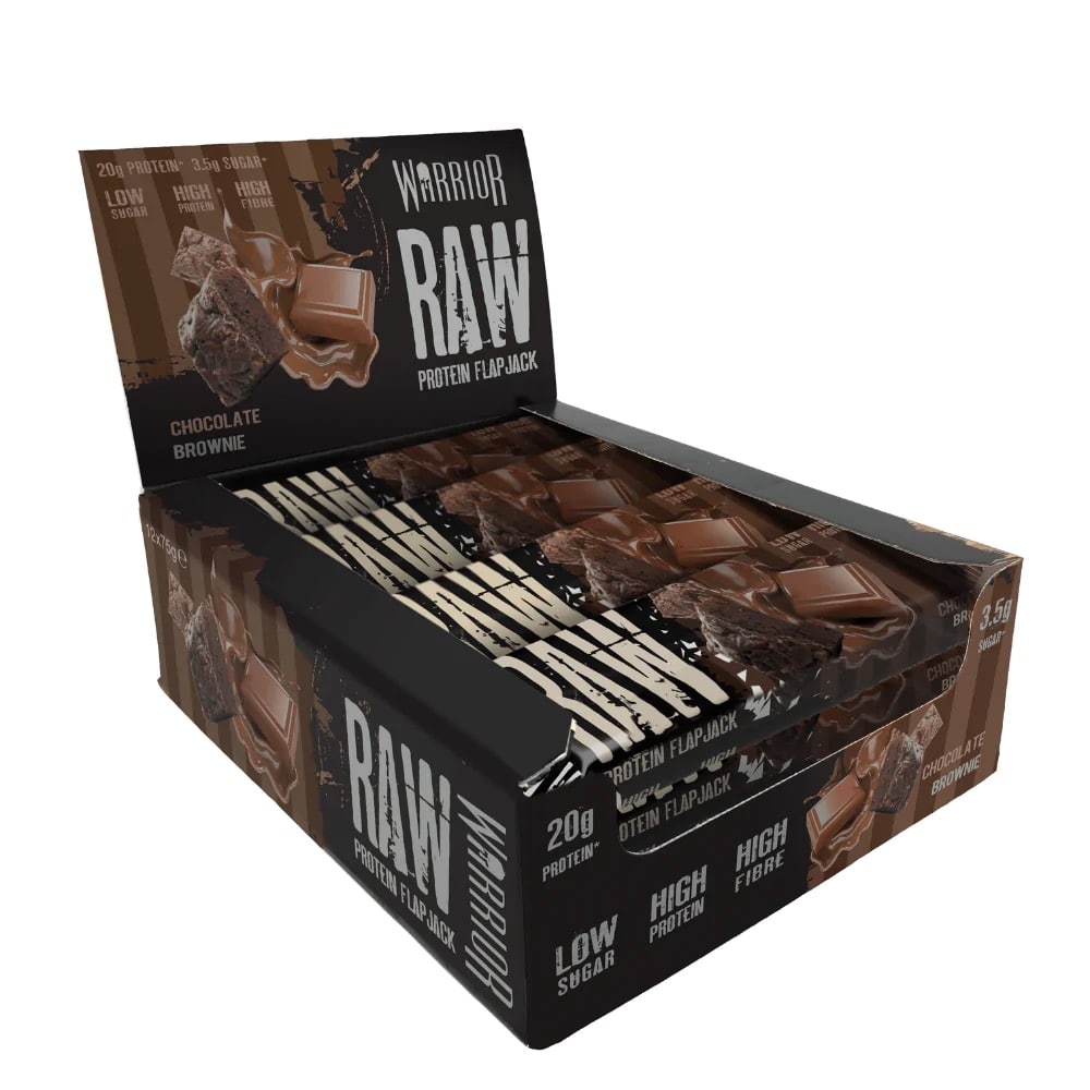 Barrita Raw Protein Flapjack 75g Warrior (pack de 12) 1 Flapjack Choco Brownie de Proteína Cruda Warrior