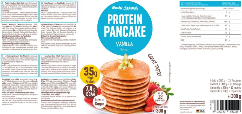 Protein Pancake Vanille 300g Body Attack 2 Valeursnutritrives Protein Pancake Vanille 300g Body Attack