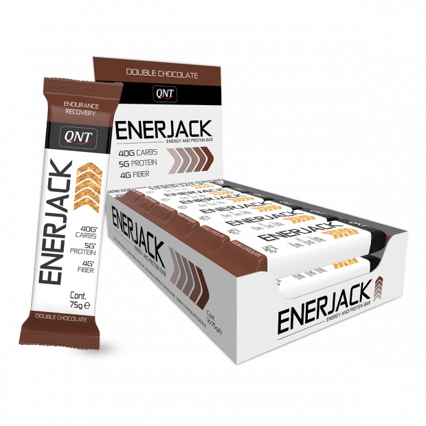 Barra energética Enerjack 75 g QNT (pacote de 12) 1 Barra Enerjack de chocolate duplo