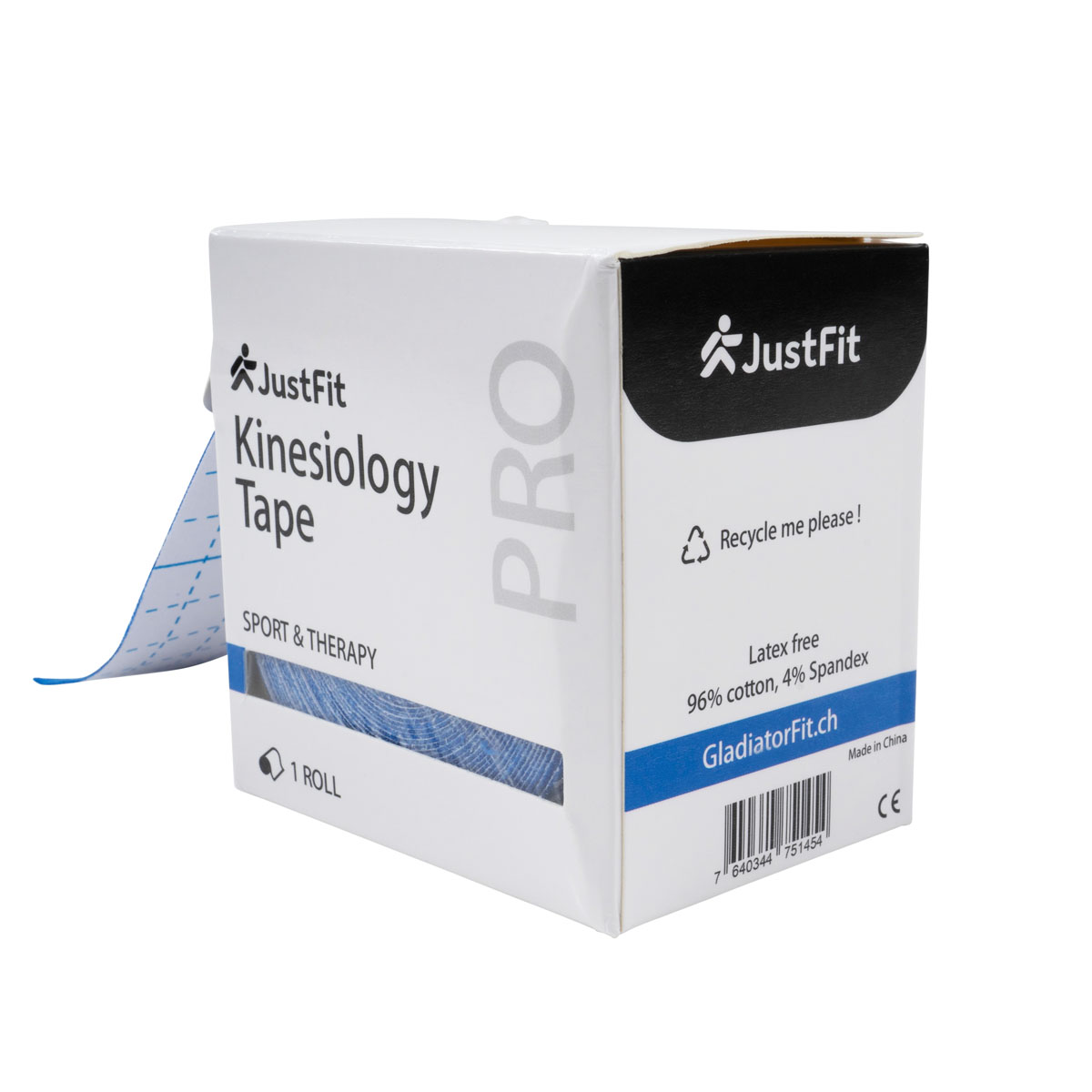 Tape Kinesiologie-Band aus Baumwolle 5m JustFit 17 Tape Kinesiologie-Band aus Baumwolle 5m blau 3