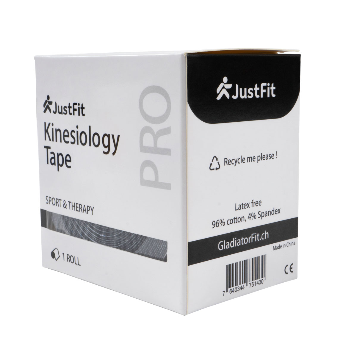 Tape Kinesiologie-Band aus Baumwolle 5m JustFit 8 Tape Kinesiologie-Band aus Baumwolle 5m schwarz 1