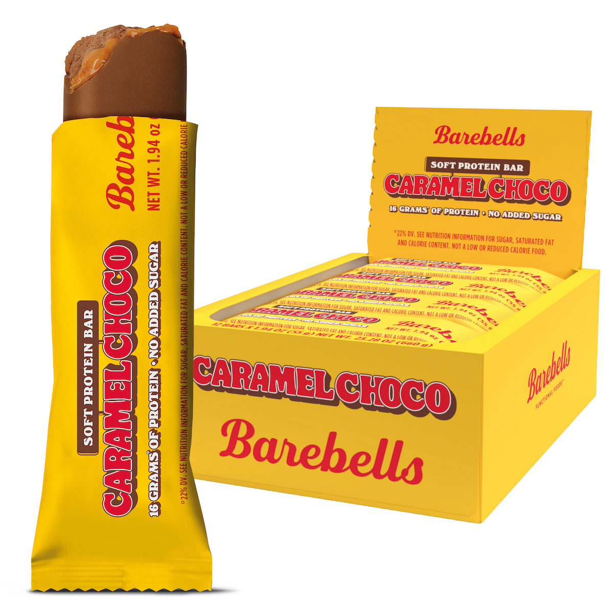 Barra proteica macia de caramelo
