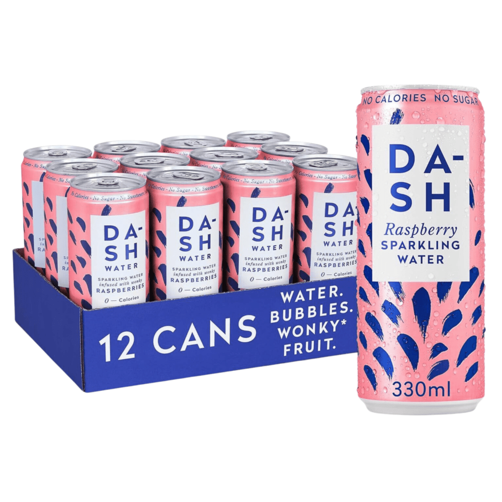 Eau pétillante aromatisée 330ml Dash (lot de 12) - Framboise | Date Courte 1 DASH Raspberry 12x330ml 1024x1024
