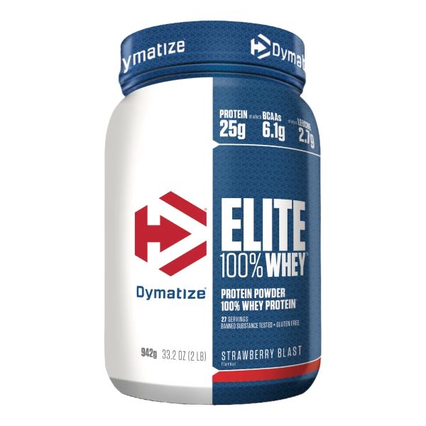 Elite 100% siero di latte 942g Dymatize 1 Elite Dymatize 100% Whey 942g Fragola