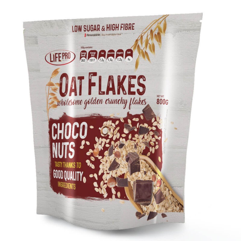 Flocos de Aveia 800g Life Pro - Chocolate Avelã | Data Courte 1 Life Pro Flocos de Aveia 800g Chocolate Avelã