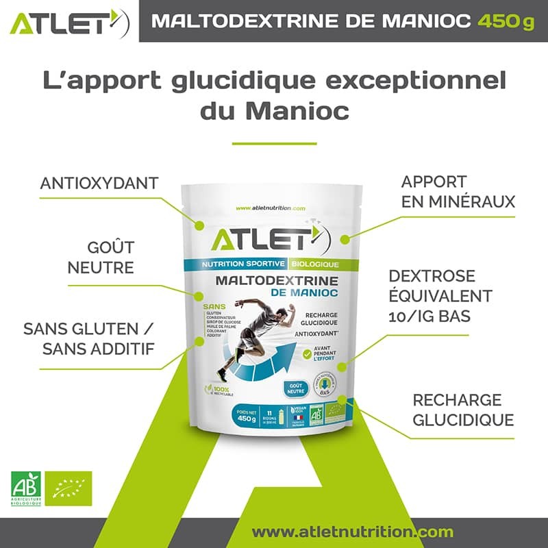Maltodextrine de manioc Bio 450g Atlet 2 Maltodextrine de manioc Bio 450g Atlet 1