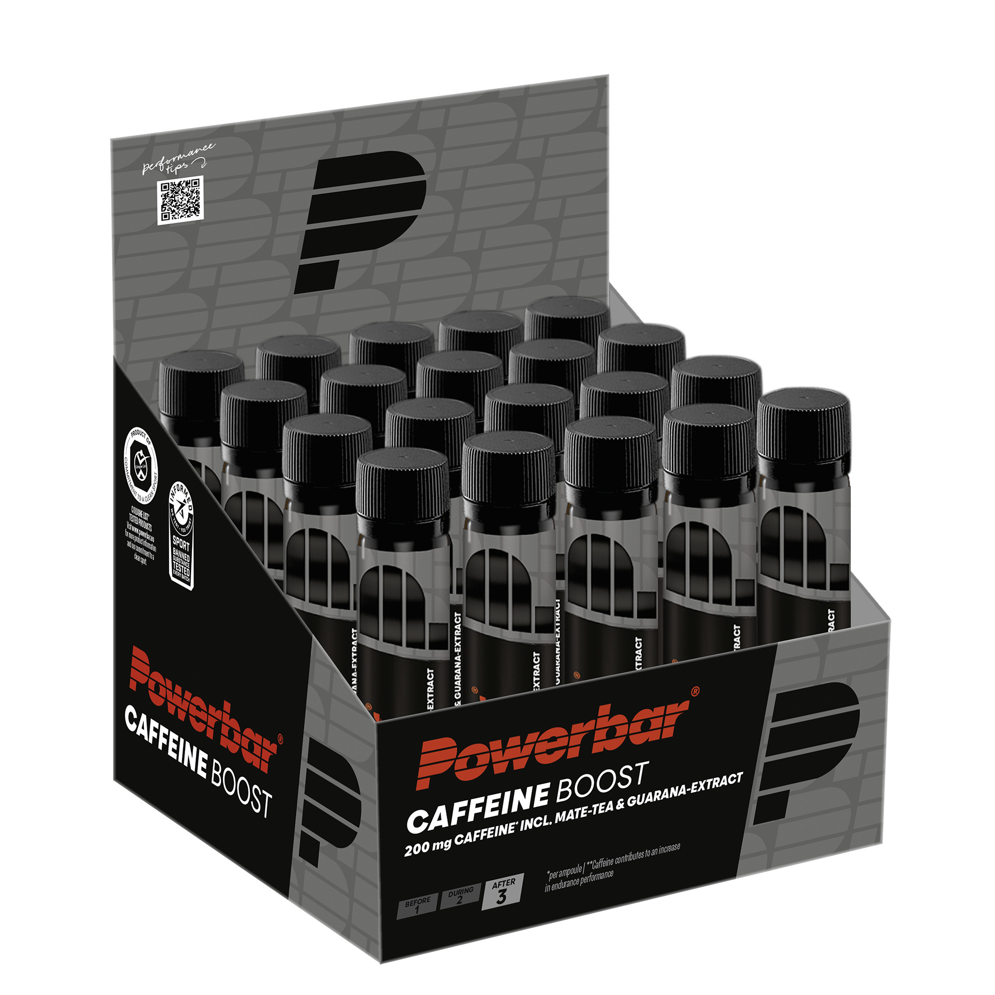 Caffeine Boost 25ml PowerBar (embalagem de 20) 1 Marcador, Texto