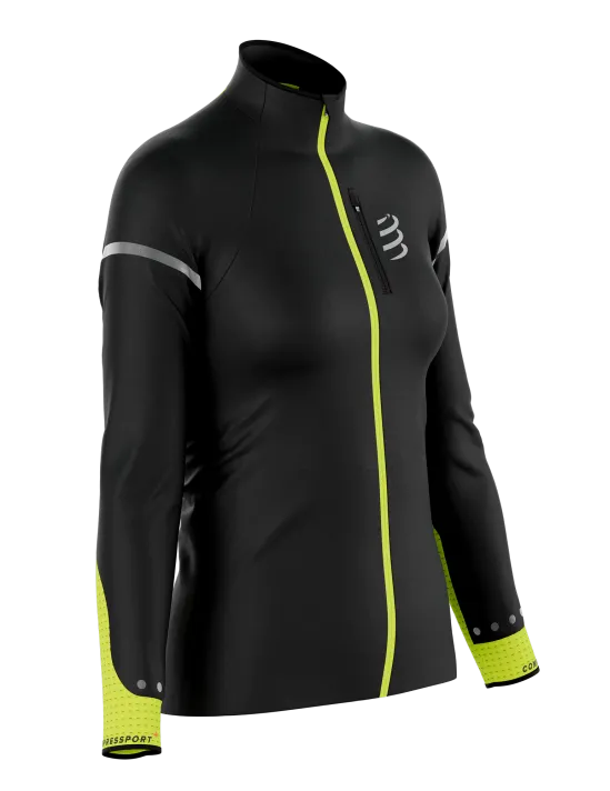 Casaco corta-vento de alta visibilidade Compressport Women's Windproof Flash 1 Blusão corta-vento Windproof Flash de alta visibilidade para mulher Compressport 93826