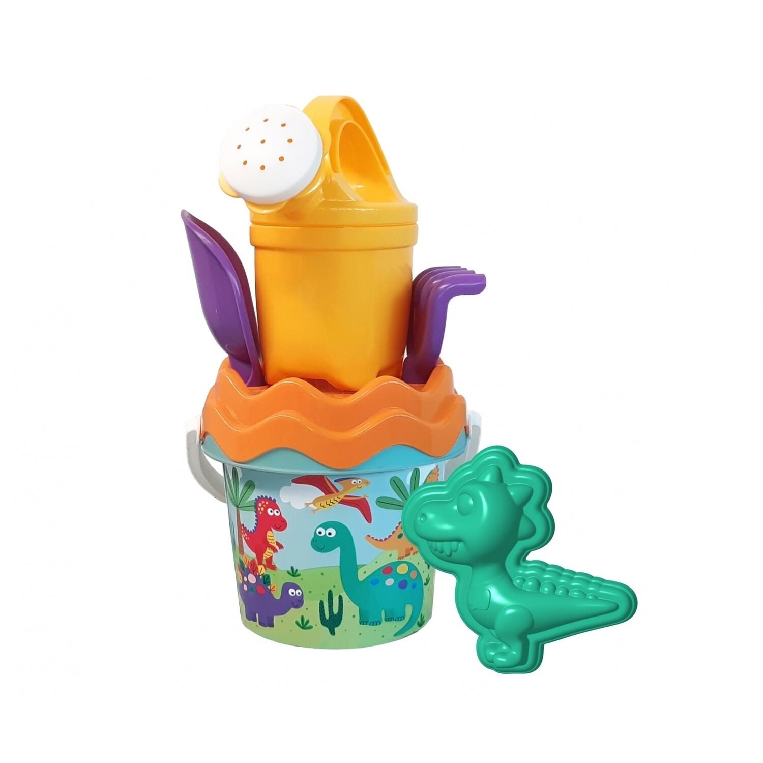 Androni "Dino Baby Bucket", giocattolo da spiaggia con stampi per la sabbia 1 Giocattolo da spiaggia stampi di sabbia Dino Baby Bucket Androni 94936
