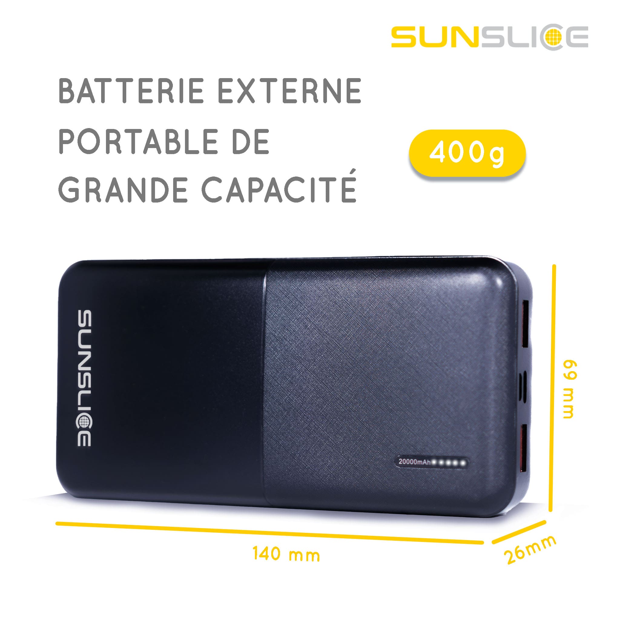 Bateria externa Gravity 20 Sunslice 5 Bateria externa Gravity 20 Sunslice 18340