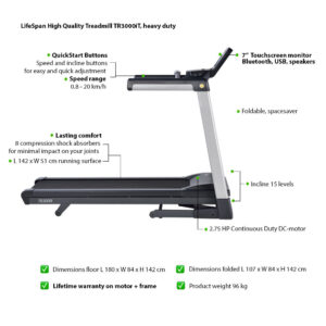 Loopband TR3000iT van LifeSpan Fitness 12 TR3000iT loopband LifeSpan Fitness 72802
