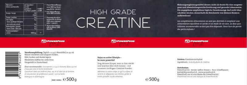 High Grade Creatine 500g Powerfood One – Bild 2