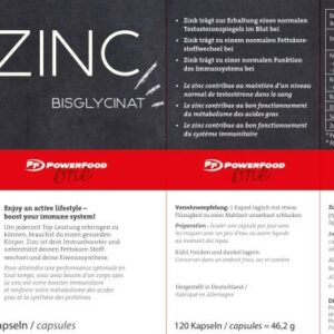 Bisglicinato de zinco 120caps Powerfood One 6 Valores nutricionais Bisglicinato de zinco 120caps Powerfood One