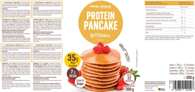 Ingredients Protein Pancake 300g Body Attack Ingredients Protein Pancake 300g Body Attack