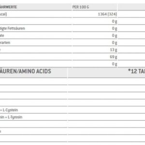 Amino EAA 140tabs Sponser 4 Valores nutricionais Amino EAA 140tabs Sponser