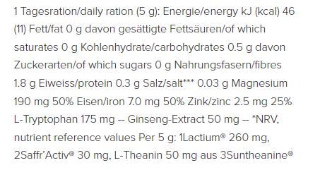 Relax & Recover 120g Sponser 2 Valeursnutritrives Relax & Recover 120g Sponser