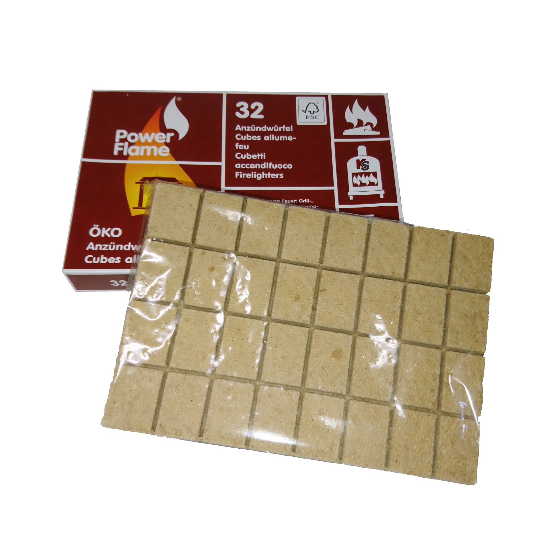Rape-wood firelighting cubes Powerflame (batch of 32) 2 Rape wood firelighting cubes Powerflame lot of 32 96927