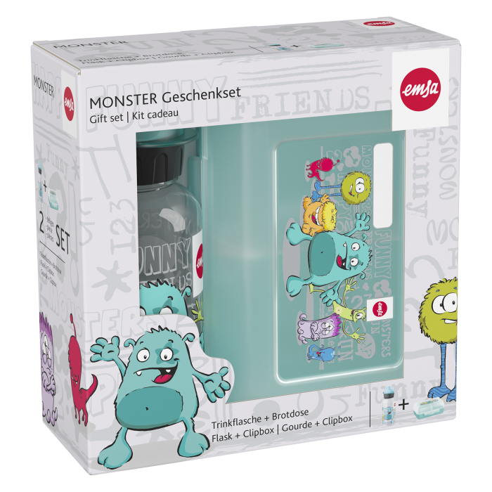 Garrafa de água e caixa de snacks "Kids Monstre Emsa 2 Emsa Biberão e caixa de snacks Monstre para crianças 44119
