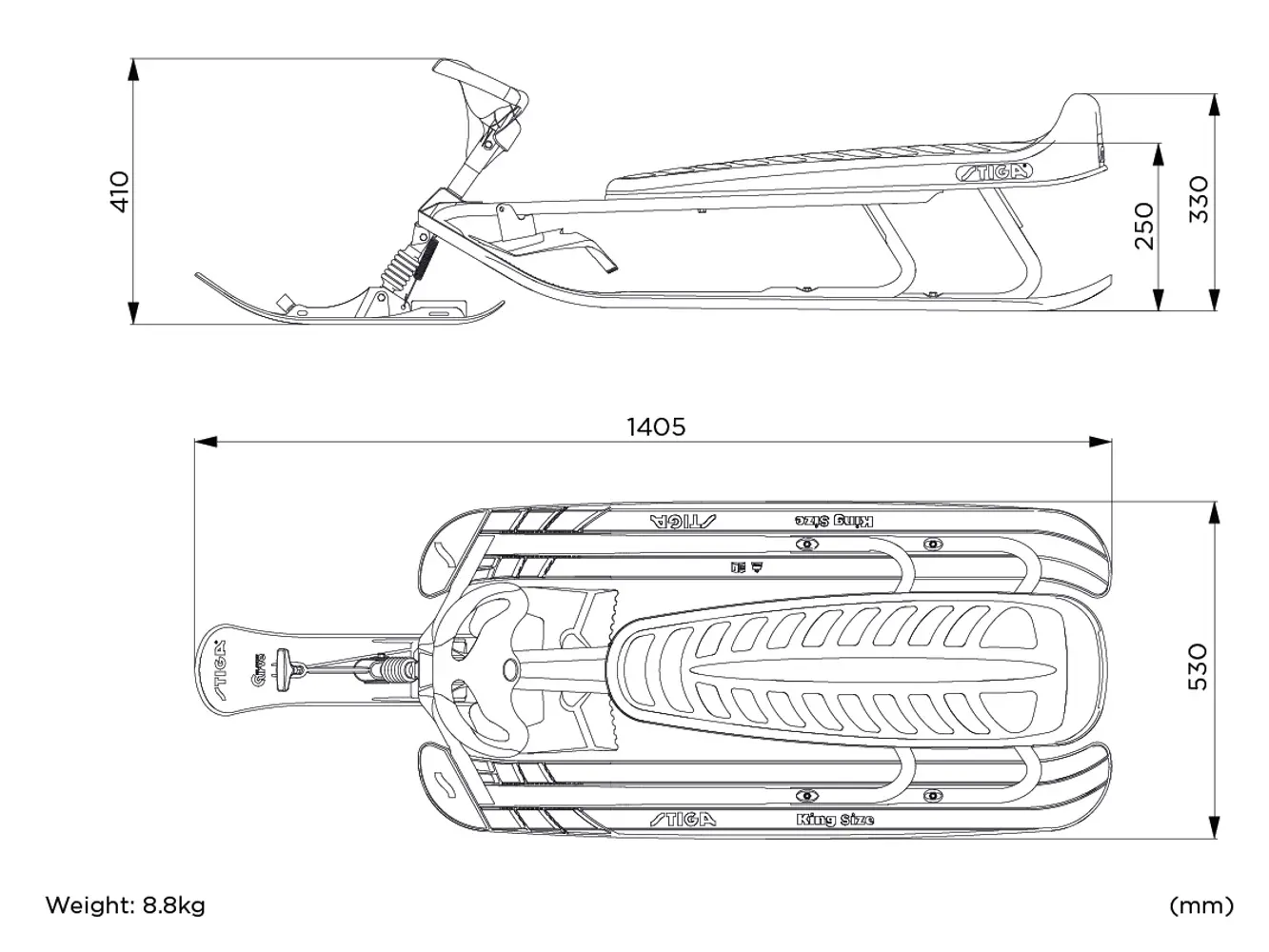 Schlitten "Snowracer King Size". Stiga 5 Schlitten Snowracer King Size Stiga 1490