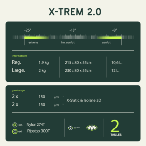 Saco de dormir X-Trem 2.0 Large". Wilsa 10 Wilsa X Trem 2.0 Saco-cama grande 47410