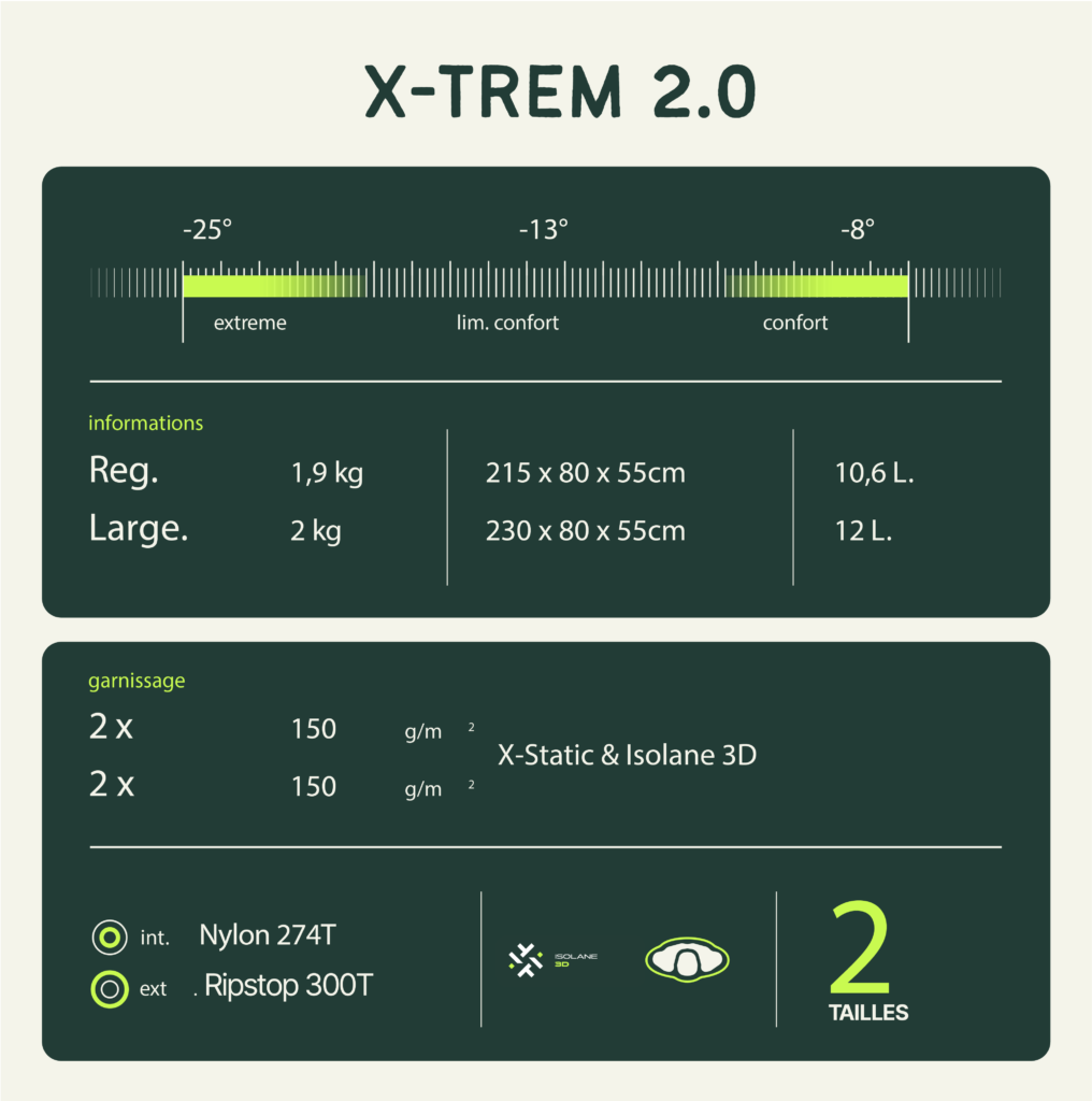 Saco de dormir X-Trem 2.0 Large". Wilsa 5 Wilsa X Trem 2.0 Saco-cama grande 47410