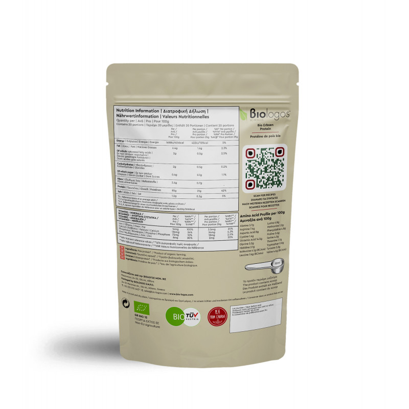 Erwteneiwit 500 g Biologos 2 Erwteneiwit 500 g Biologos - Afbeelding 2