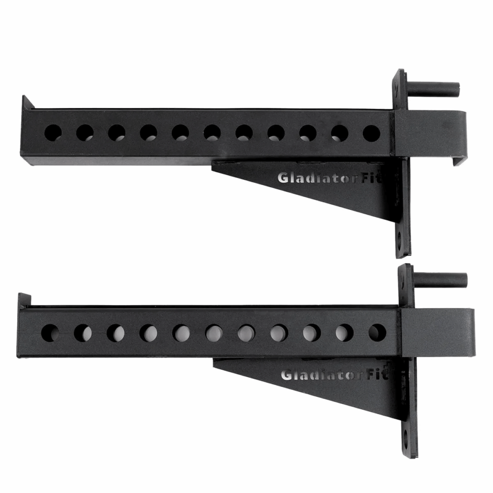 Supports de securite longs 70cm pour barre avec fixation sur rack lot de 2