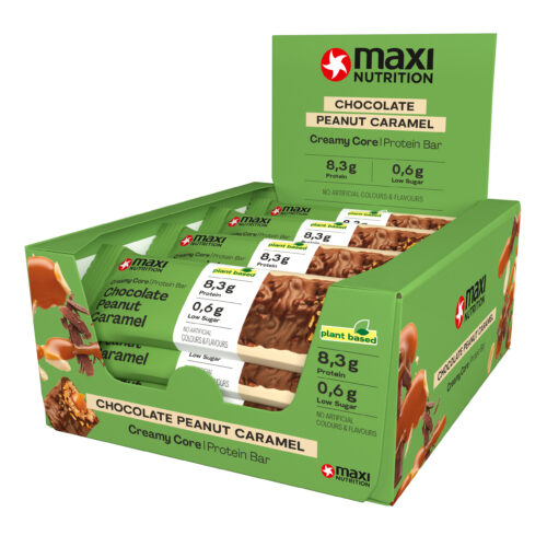Maxi Nutrition Vegan Protein Bar with Creamy Center (pack of 12) - Caramel Peanuts | Expiring Soon