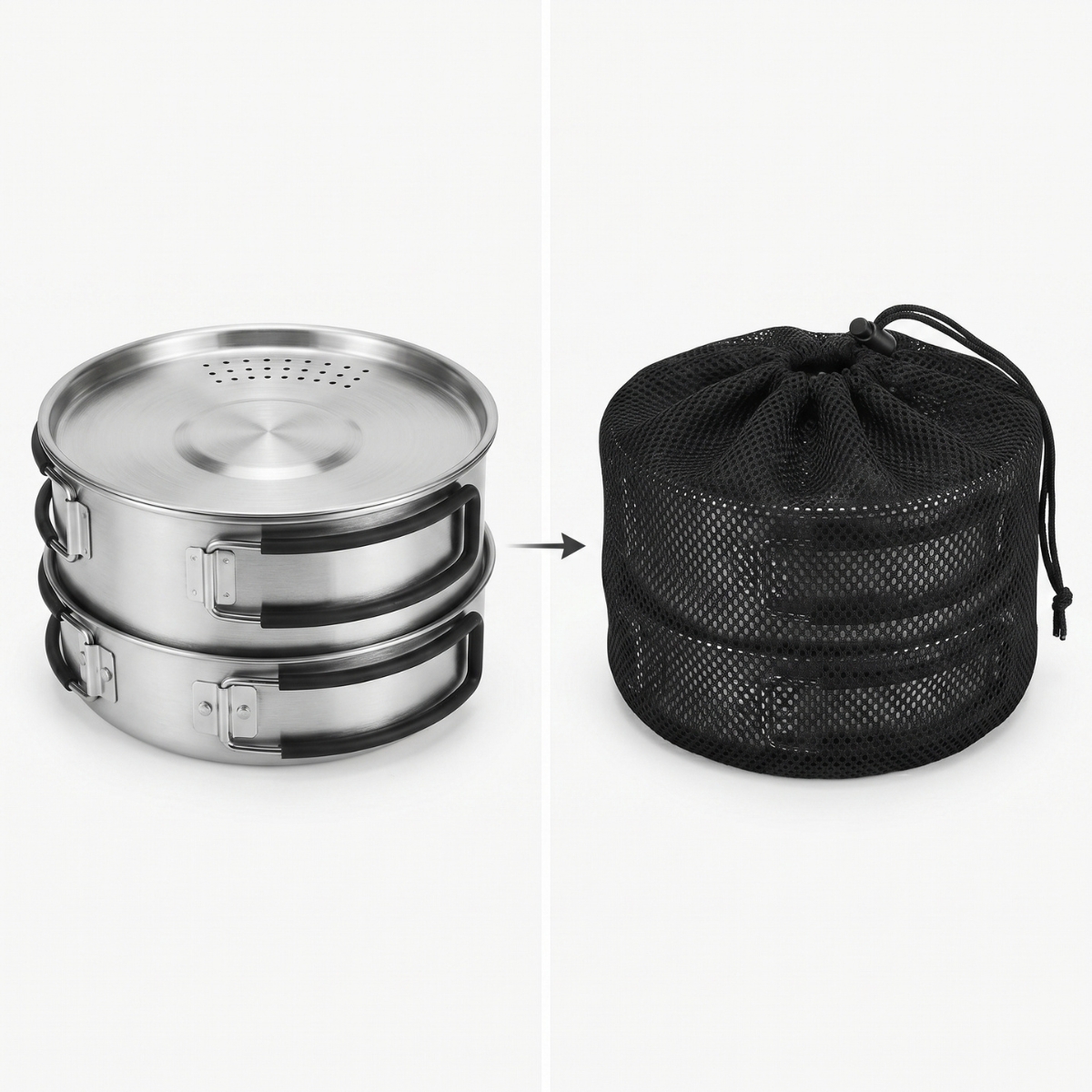 Kit de tachos e panelas Omada "Popote" em aço inoxidável 3 Kit de tachos e panelas Omada "Popote" em aço inoxidável - Image 3