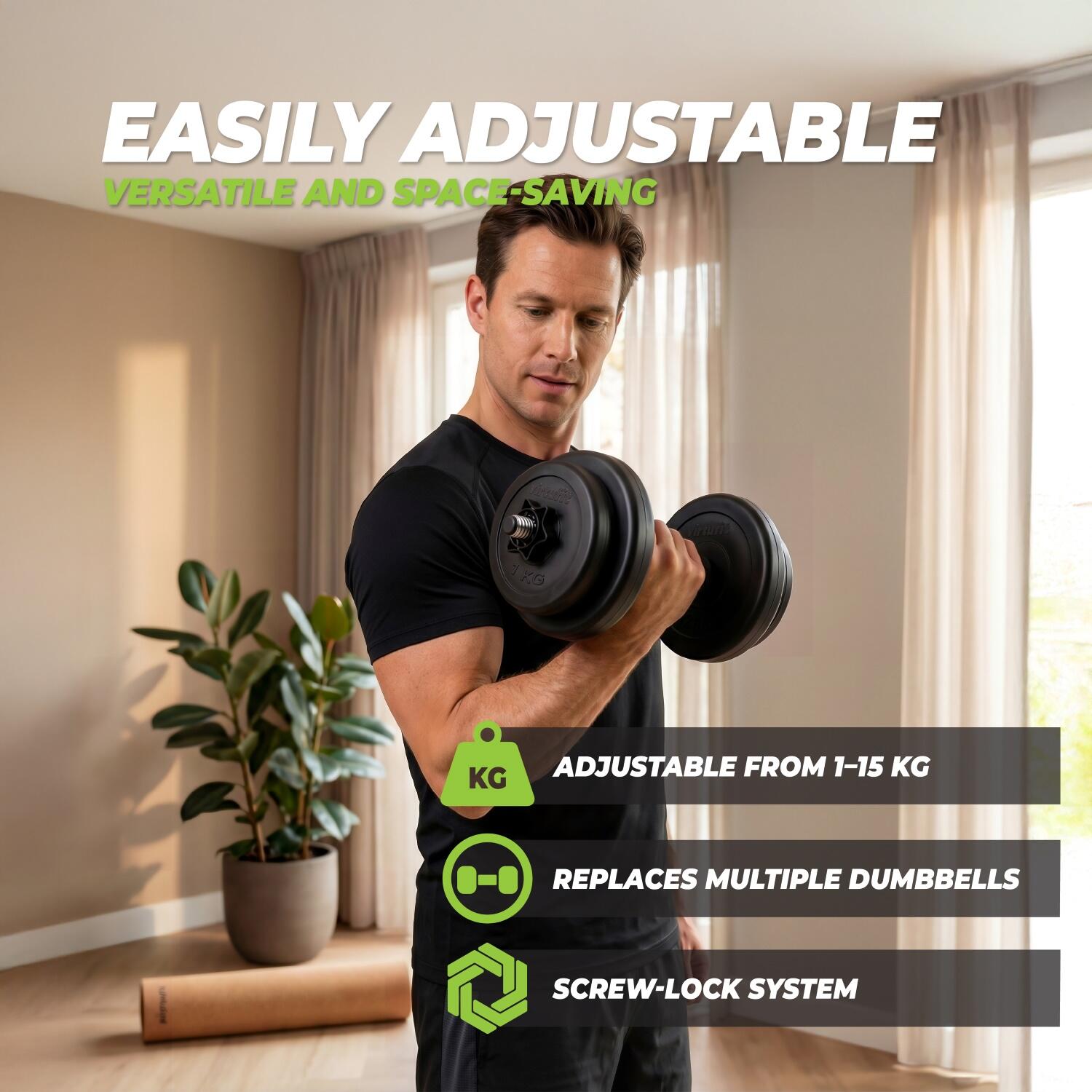 Adjustable dumbbells vinyl 15kg VirtuFit 3 Adjustable dumbbells vinyl 15kg VirtuFit - Image 3