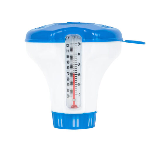 Pool chlorine float with VirtuFit thermometer