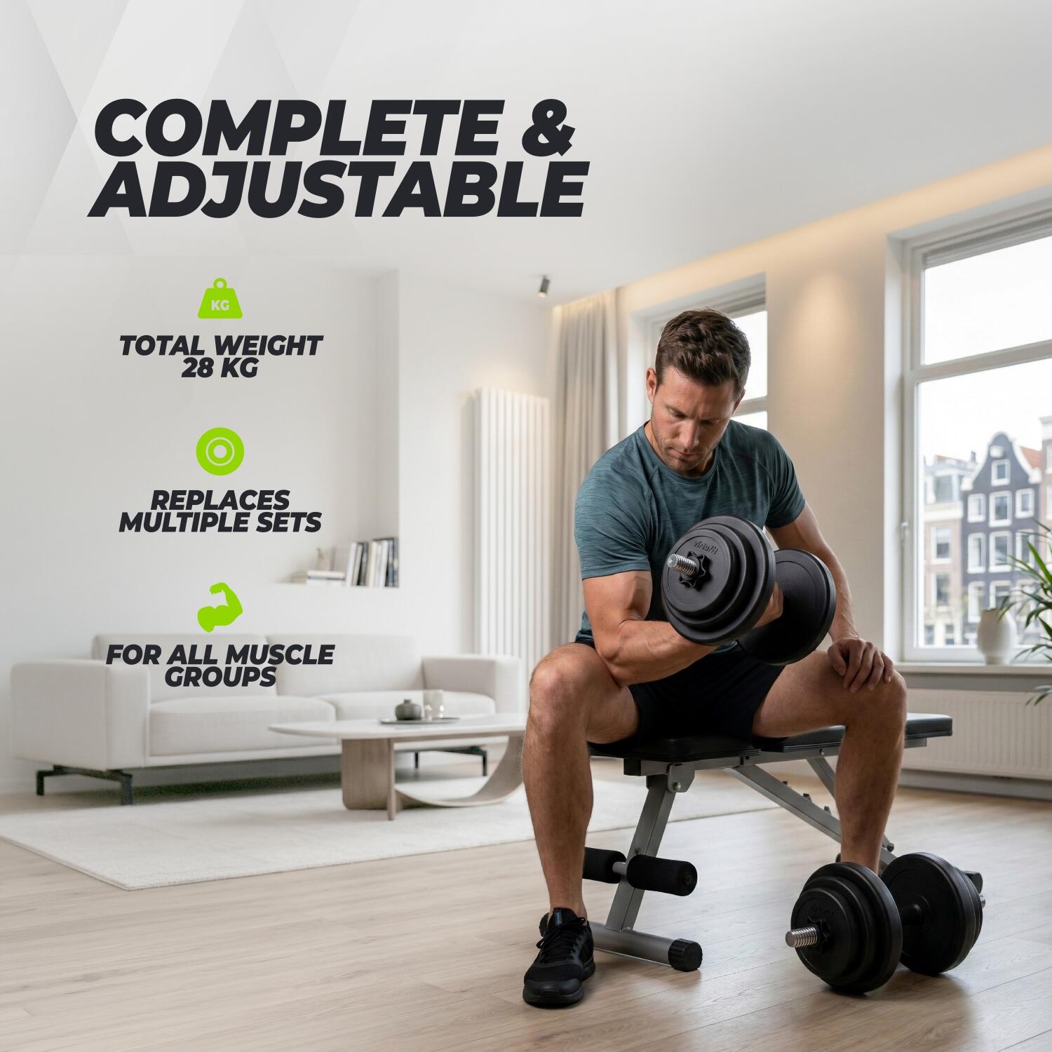 Verstelbare vinyl halterset 2x14kg VirtuFit - Afbeelding 4