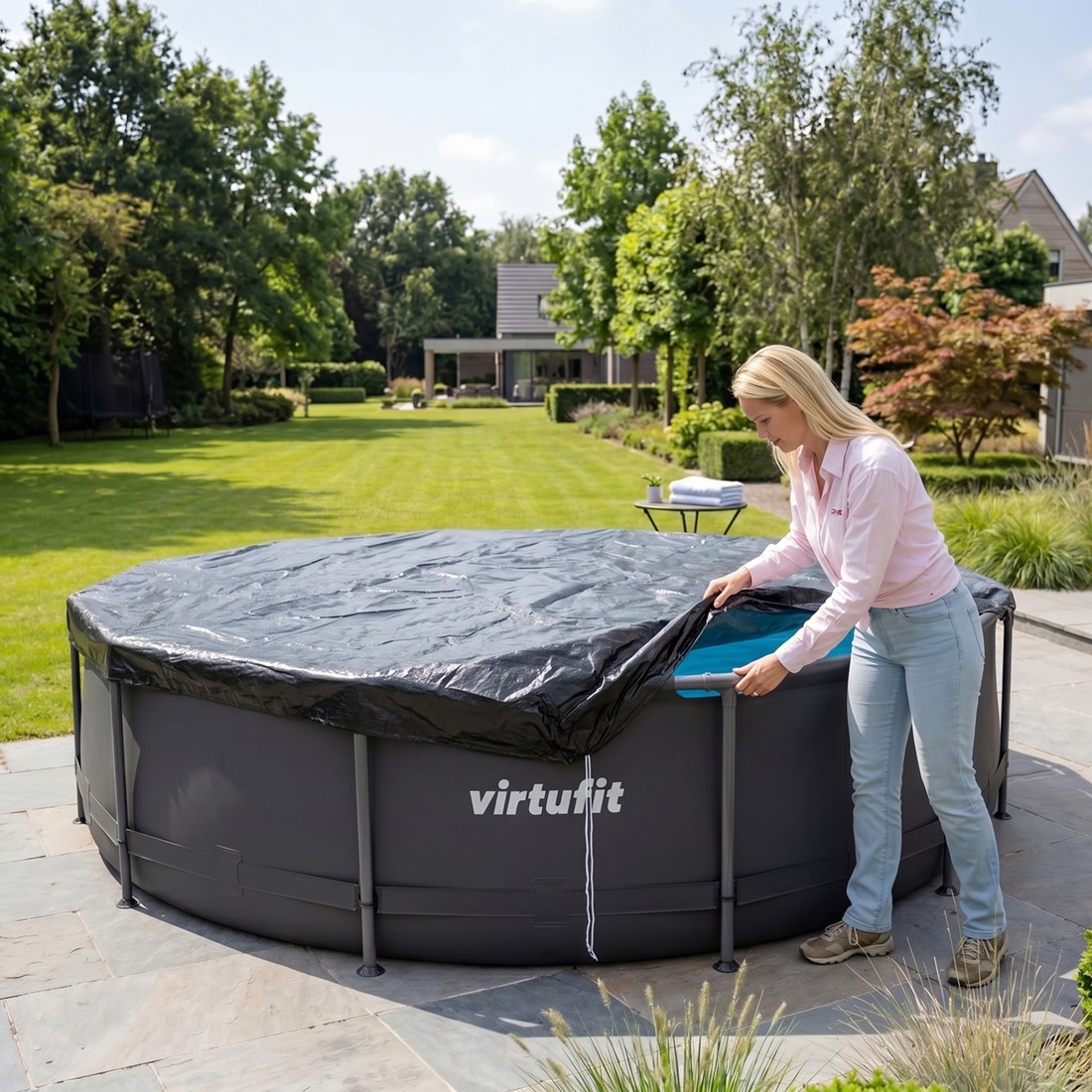 VirtuFit virtufit bache de piscine o244 cm universelle 2