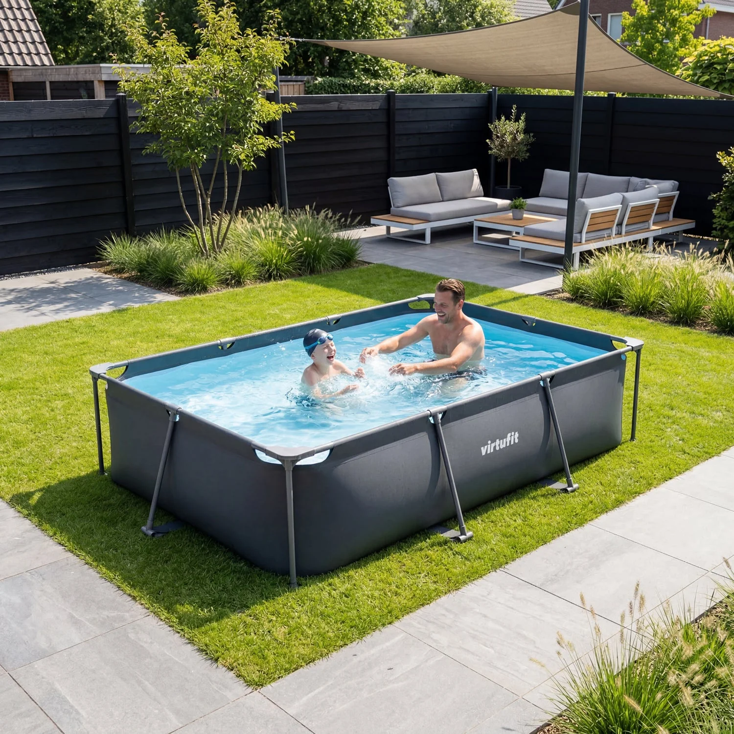 Piscina retangular de 300 x 210 x 66 cm com bomba de filtragem VirtuFit 2 Piscina retangular de 300 x 210 x 66 cm com bomba de filtragem VirtuFit - Image 2