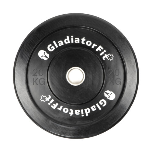 Disco olimpico nero in gomma "Bumper Plate" Ø 51 mm GladiatorFit - 20 kg | Seconde Vie