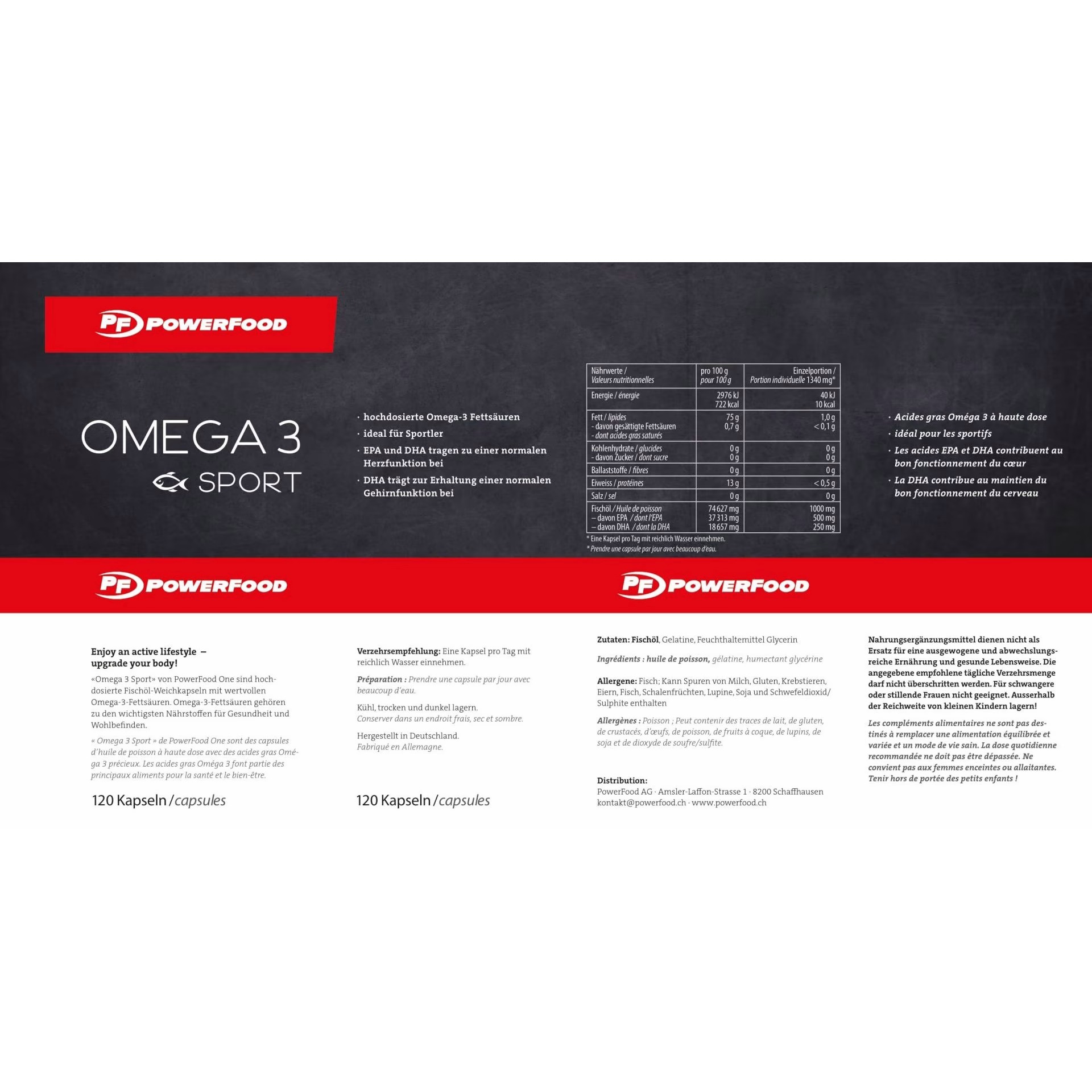 Omega 3 Sport "Neutral" 120 capsules Powerfood One - Afbeelding 3