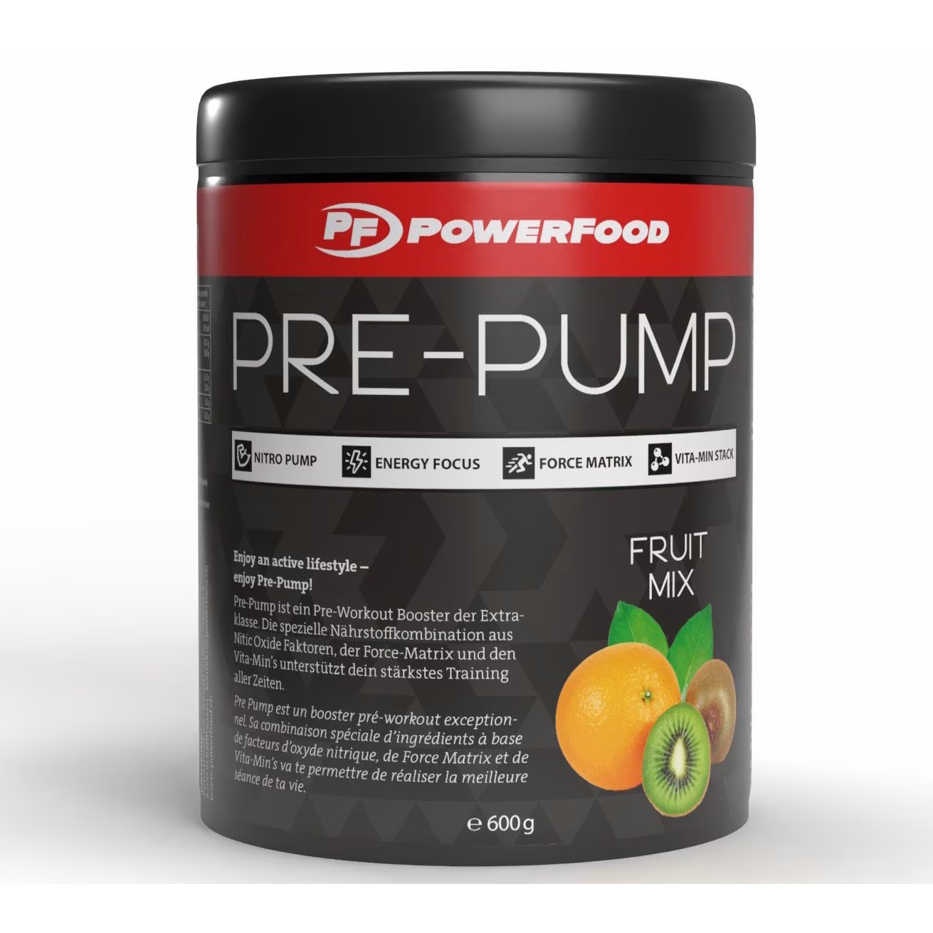Suplemento pré-treino «Pre-Pump» 600 g da Powerfood One - Image 1