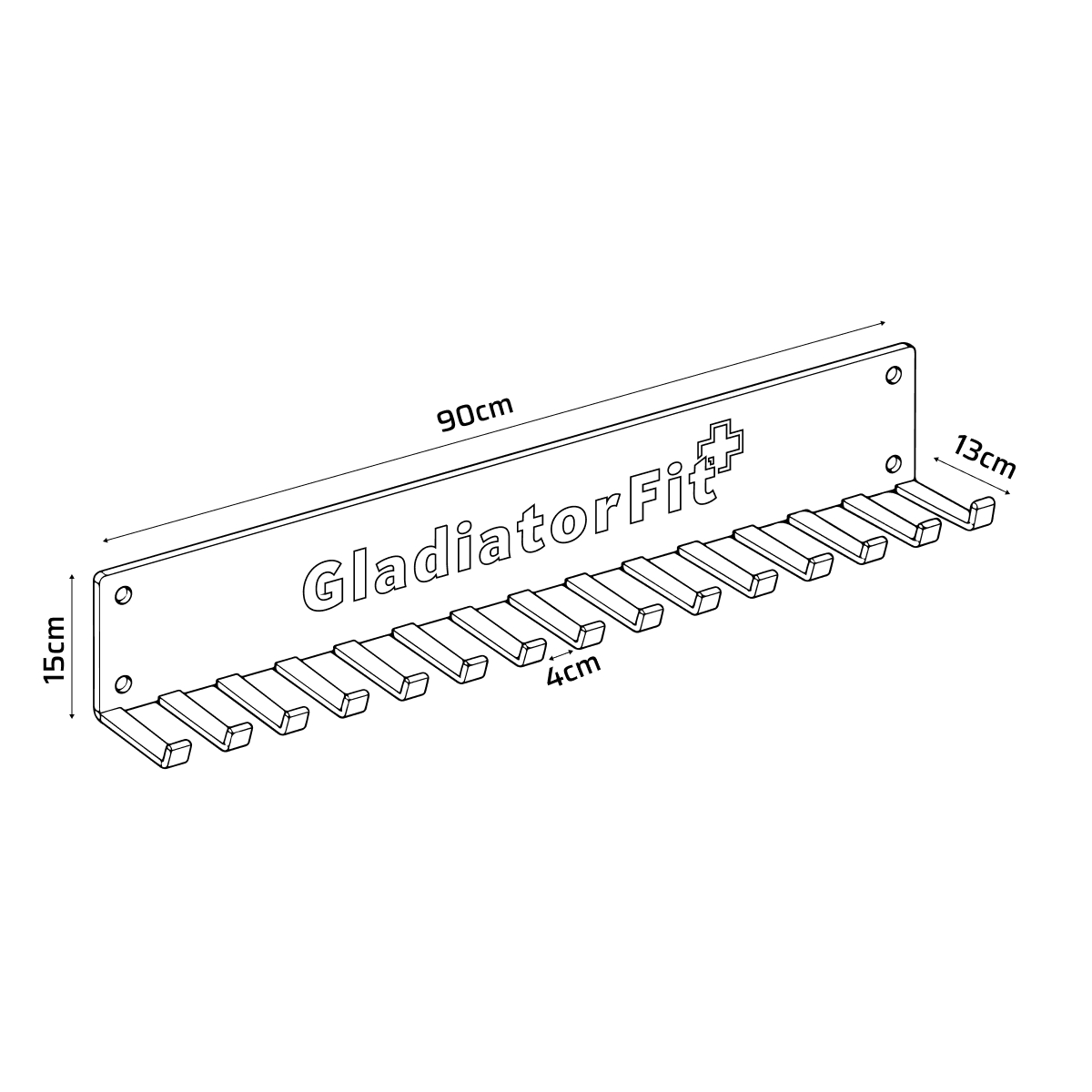 Rack de rangement mural en acier pour élastiques et cordes GladiatorFit 2 Rack de rangement mural en acier pour élastiques et cordes GladiatorFit – Image 2